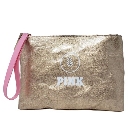 Victoria’s Secret PINK BEAUTY MAKEUP OAT BAG CASE COLLECTION WRISTLET AUTHENTIC - Picture 1 of 7